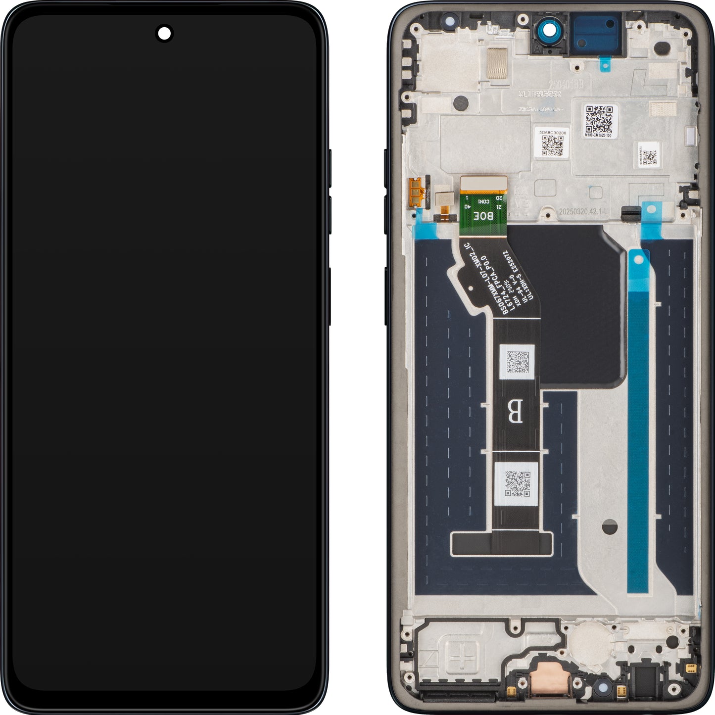 Wyświetlacz z ekranem dotykowym Motorola Moto G56, z ramką, granatowy (Black Oyster), zestaw serwisowy 5D68C30208