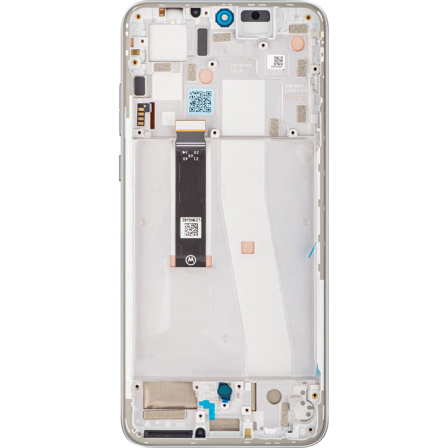 Wyświetlacz dotykowy Motorola Edge 30 Neo, z ramką, srebrny (Ice Palace), Service Pack 5D68C21404