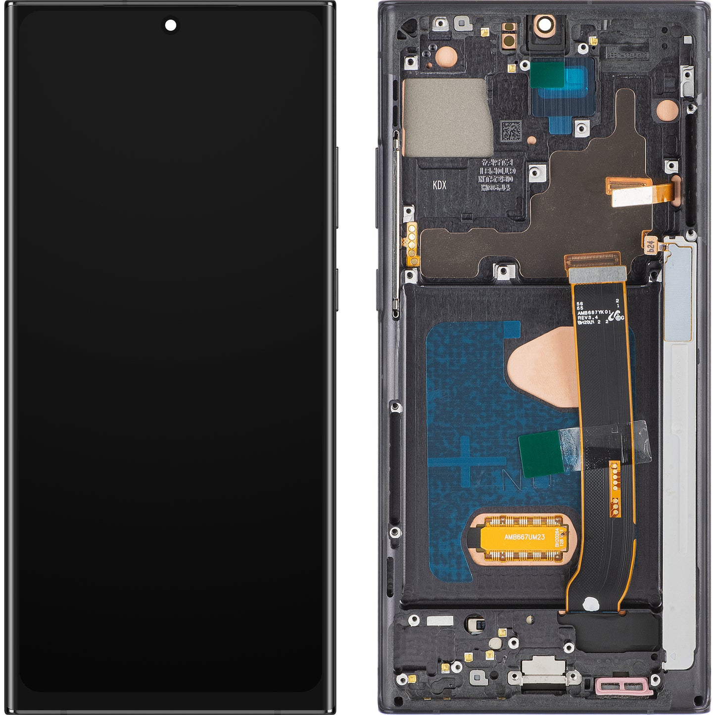 Wyświetlacz z ekranem dotykowym MP kompatybilny z Samsung Galaxy Note 20 Ultra N985, z ramką, wersja OLED, czarny