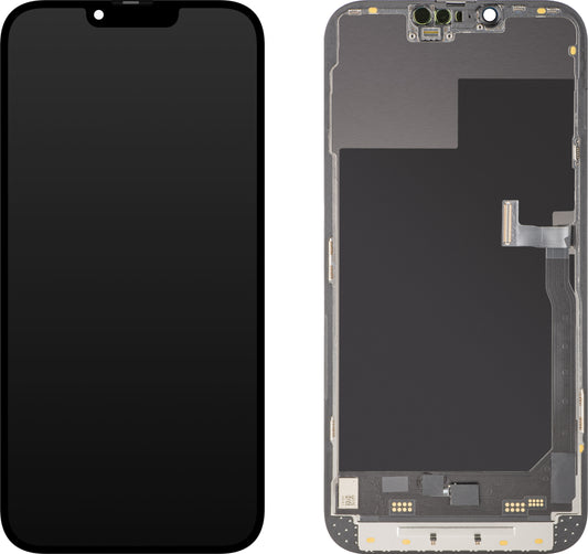 Wyświetlacz z ekranem dotykowym MP kompatybilny z Apple iPhone 13 Pro Max, z ramką, Wersja Soft OLED 120Hz FHD Diagnostic, Czarny