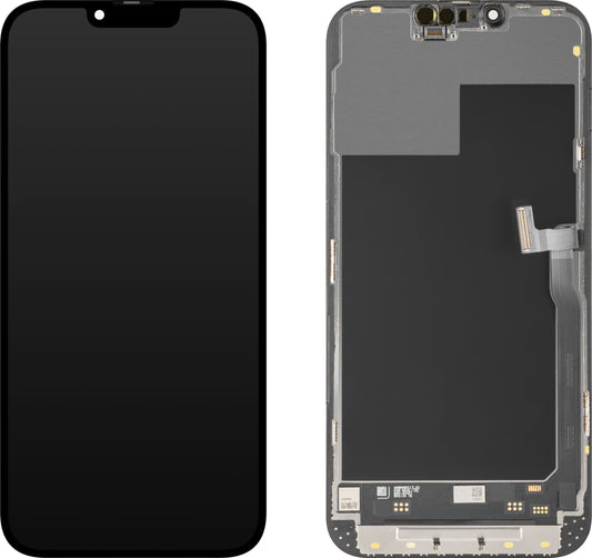 Wyświetlacz z ekranem dotykowym MP kompatybilny z Apple iPhone 13 Pro Max, z ramką, wersja Soft OLED IC Movable 120Hz FHD, Czarny