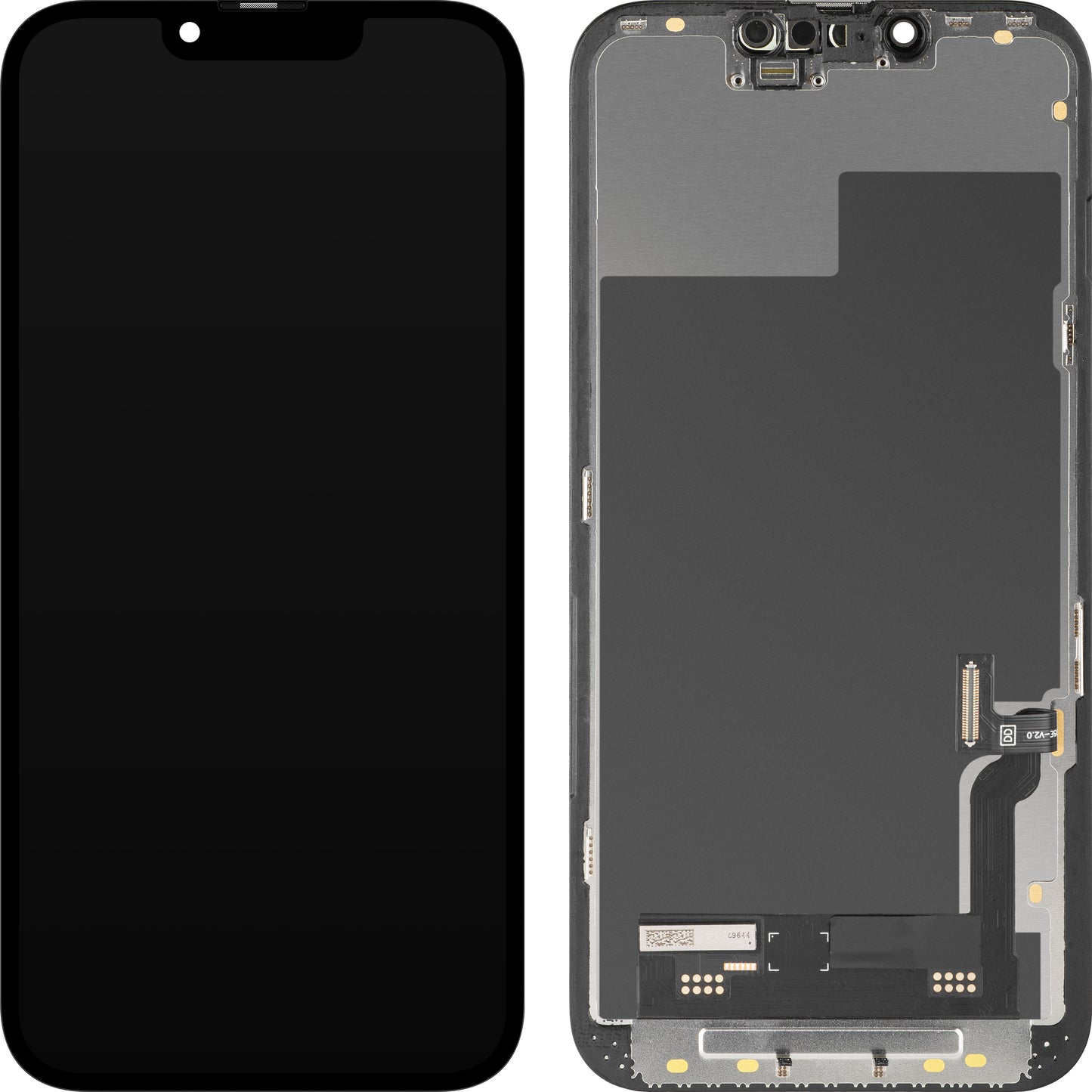 MP Touchscreen Display compatible with Apple iPhone 13, with Frame, Soft OLED IC Movable FHD Version, Black