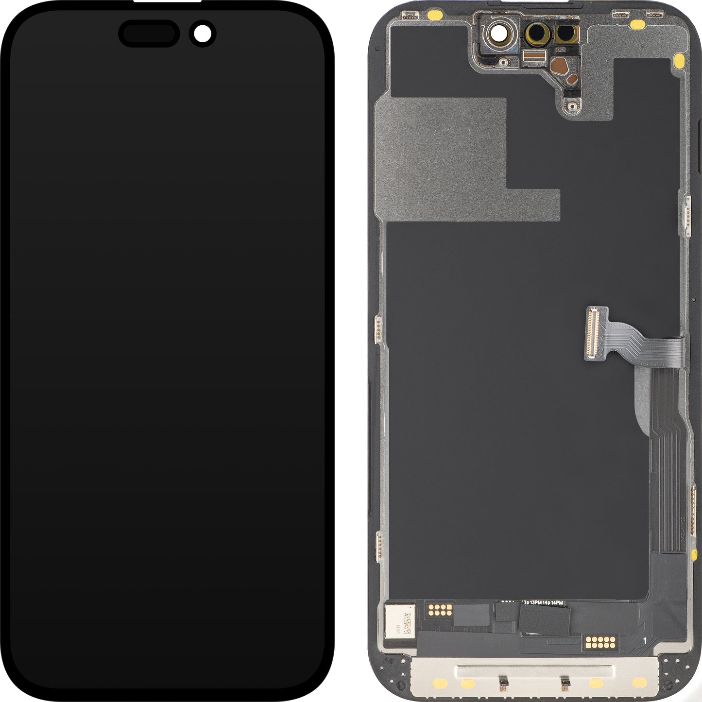 Wyświetlacz z ekranem dotykowym MP kompatybilny z Apple iPhone 14 Pro, z ramką, wersja OLED FHD Diagnostic, czarny