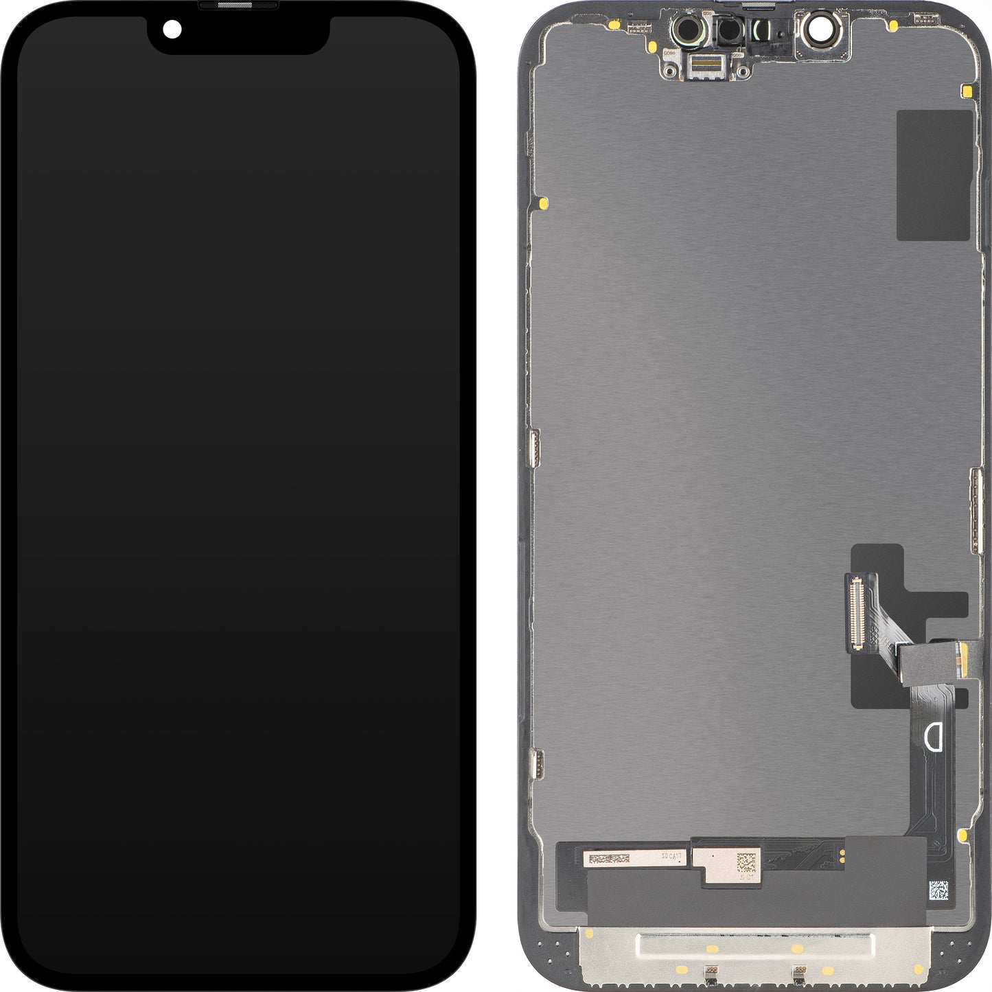 Wyświetlacz z ekranem dotykowym MP kompatybilny z Apple iPhone 14, z ramką, wersja OLED FHD Diagnostic, czarny