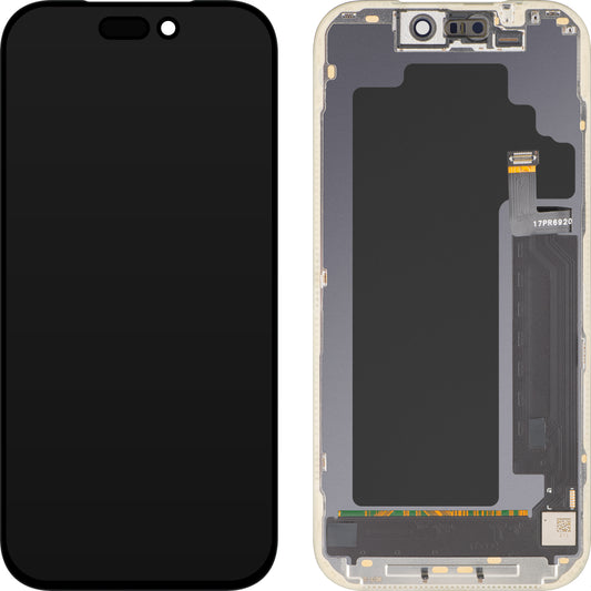 Wyświetlacz z ekranem dotykowym MP kompatybilny z Apple iPhone 17 Pro, z ramką, wersja OLED FHD IC Movable, czarny