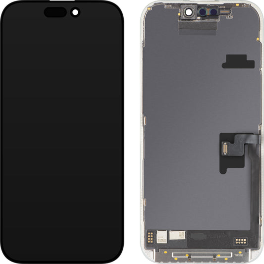 Wyświetlacz z ekranem dotykowym MP kompatybilny z Apple iPhone 16 Pro, z ramką, wersja Soft OLED FHD 120Hz IC Movable, Czarny