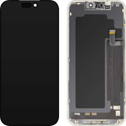 Wyświetlacz z ekranem dotykowym MP kompatybilny z Apple iPhone 17 Pro Max, z ramką, wersja oprogramowania OLED FHD 120Hz Diagnostic, czarny