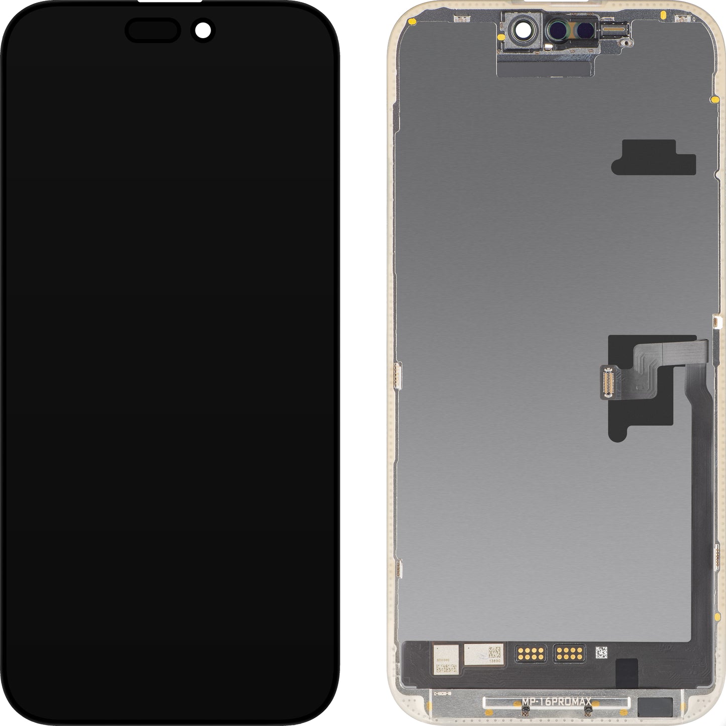Wyświetlacz z ekranem dotykowym MP kompatybilny z Apple iPhone 16 Pro Max, z ramką, wersja oprogramowania OLED FHD Diagnostic, czarny