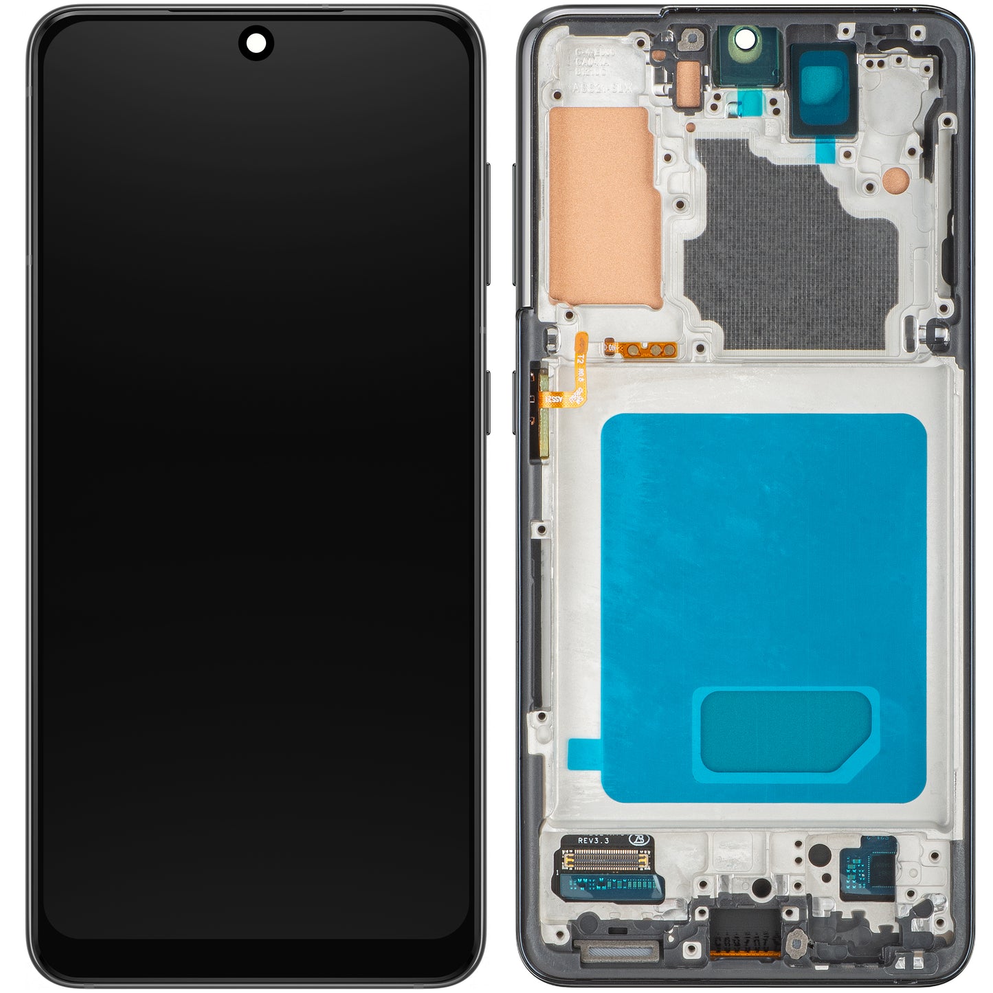 Wyświetlacz z ekranem dotykowym MP kompatybilny z Samsung Galaxy S21 5G G991, z ramką, czarny