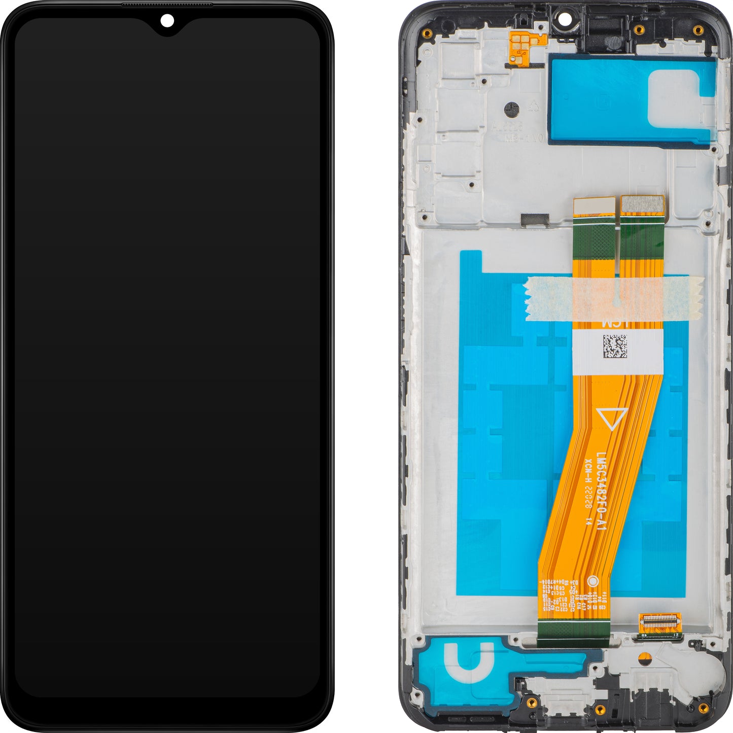 Wyświetlacz z ekranem dotykowym MP kompatybilny z Samsung Galaxy A03s A037, z ramką, wersja F, czarny, wymiana