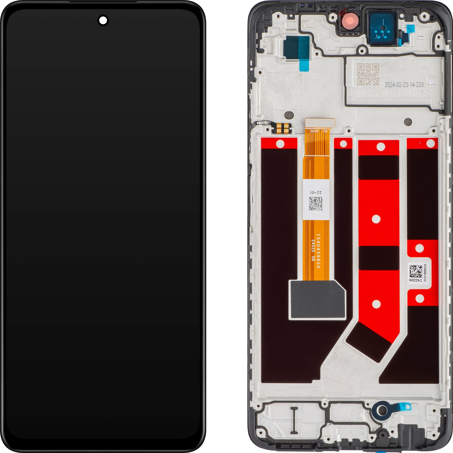 Wyświetlacz dotykowy Oppo A58 4G, z ramką, czarny, Service Pack 621029000089