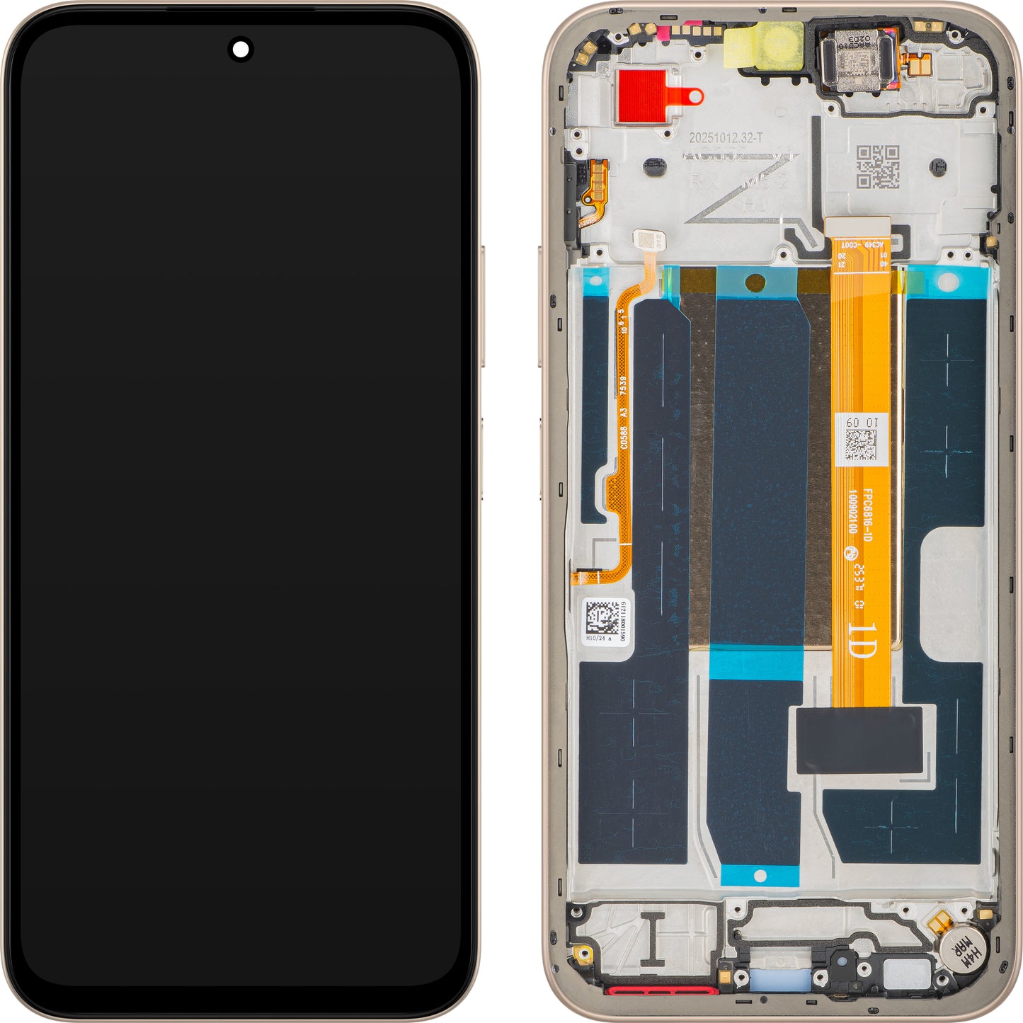 Wyświetlacz z ekranem dotykowym Oppo A6 4G, z ramką, Złoty (Aurora Gold), Service Pack 621029000744
