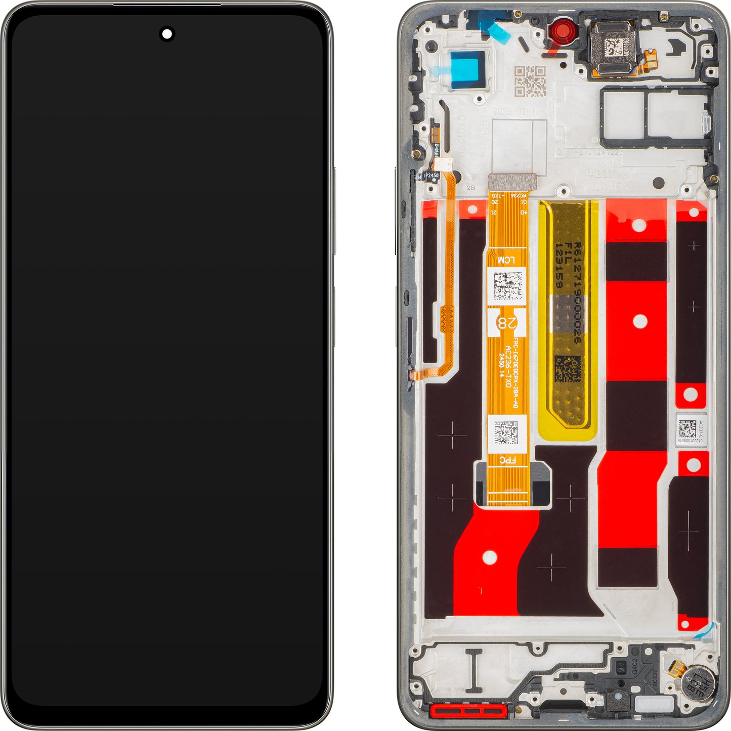 Wyświetlacz z ekranem dotykowym Oppo A5 Energy / A5 Pro, z ramką, Brązowy (Mocha Brown), Zestaw serwisowy 621029000495