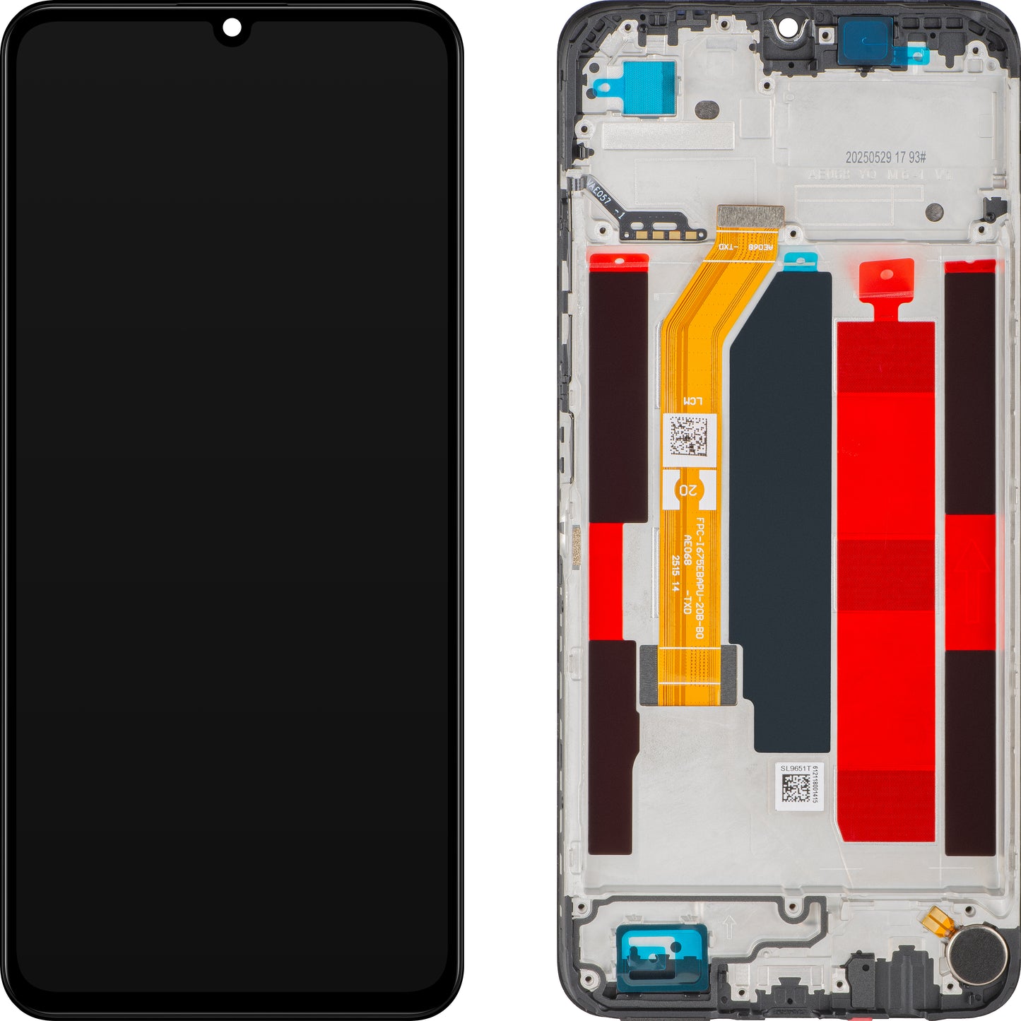 Wyświetlacz z ekranem dotykowym Realme Note 70T, z ramką, czarny (Obsidian Black), zestaw serwisowy 621029000609