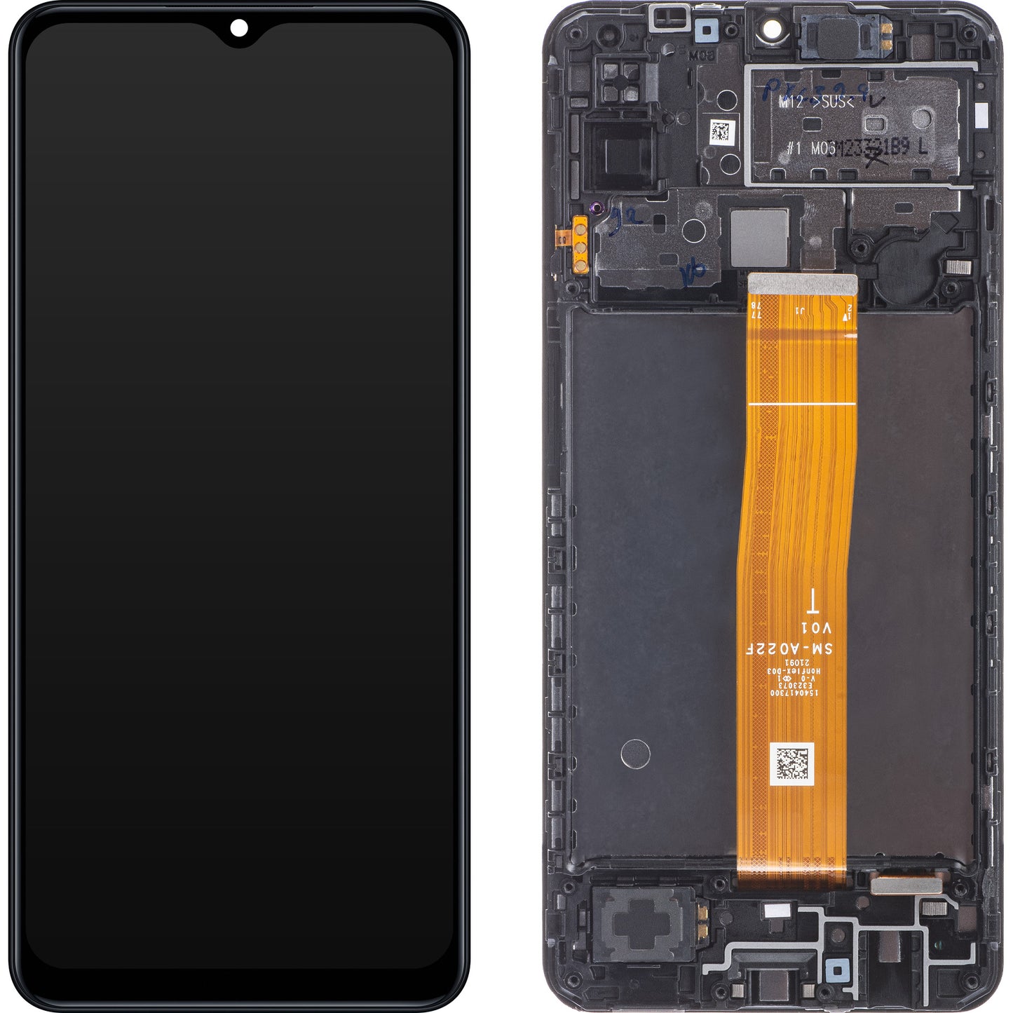 Wyświetlacz z ekranem dotykowym Samsung Galaxy M12 M127, z ramką, czarny, zamiennik GH82-25042A