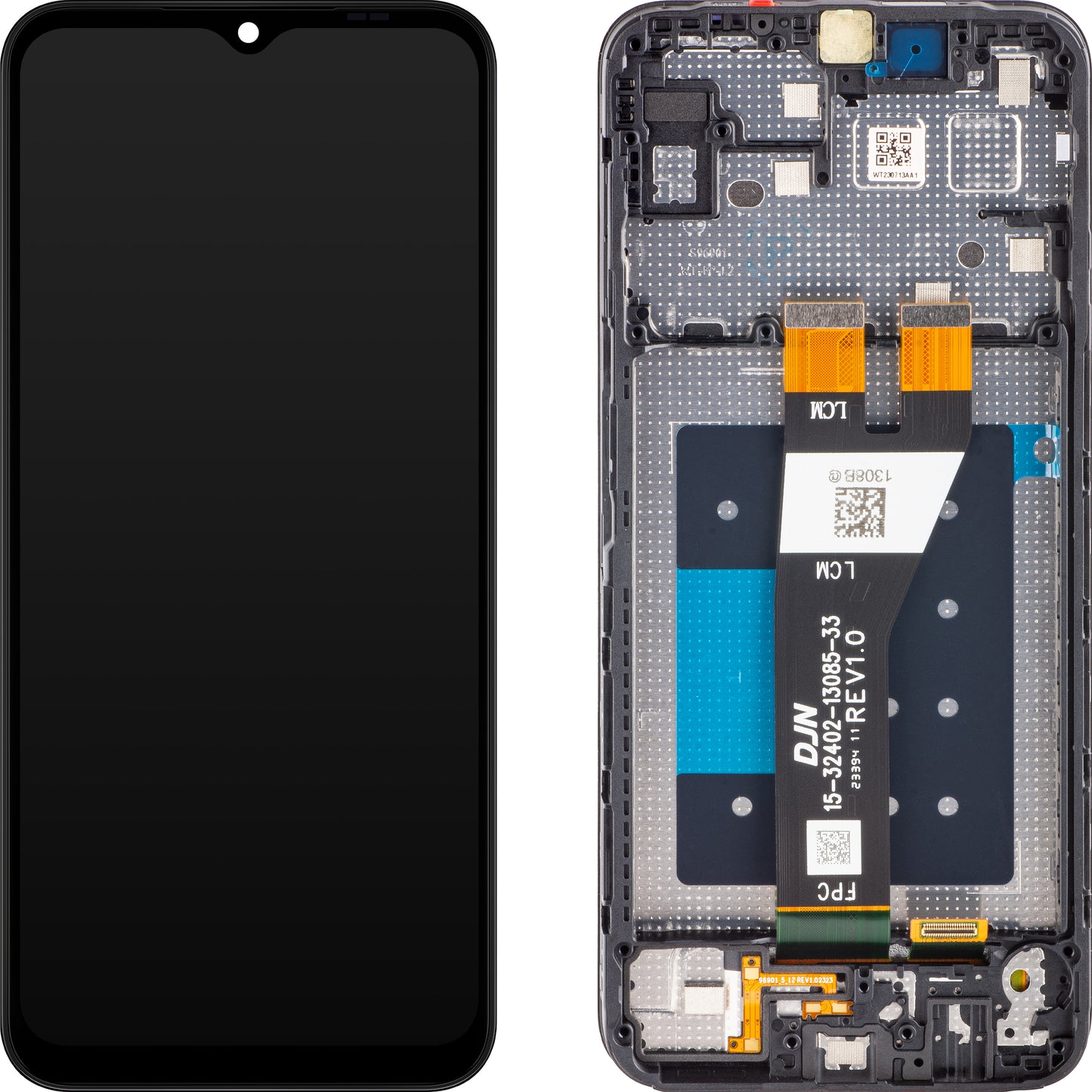 Wyświetlacz z ekranem dotykowym Samsung Galaxy A14 5G A146, z ramką, wersja europejska, czarny, ponownie zaplombowany GH81-23315A