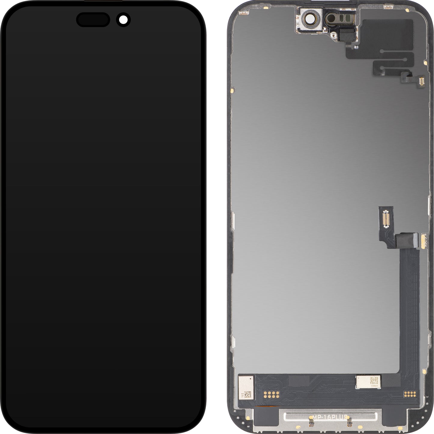 Wyświetlacz z ekranem dotykowym i czujnikiem zbliżeniowym MP kompatybilny z Apple iPhone 16 Plus, z ramką, wersja oprogramowania OLED FHD diagnostyczna, czarny