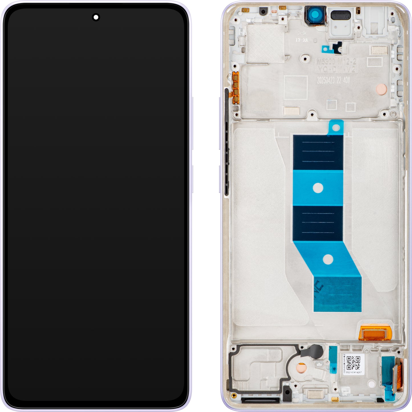 Wyświetlacz z ekranem dotykowym Xiaomi Redmi Note 14 5G, z ramką, Fioletowy (Lavender Purple), Service Pack 56001900O1700