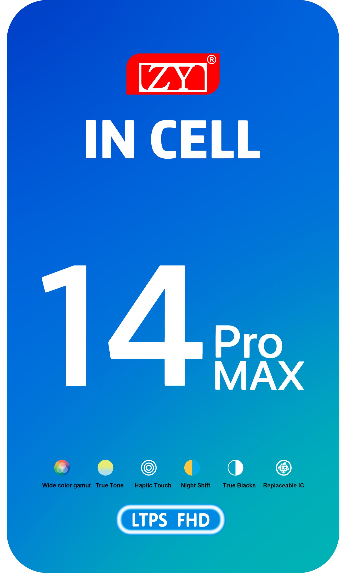 Wyświetlacz z ekranem dotykowym ZY do Apple iPhone 14 Pro, z ramką, wersja LCD In-Cell IC Movable, czarny