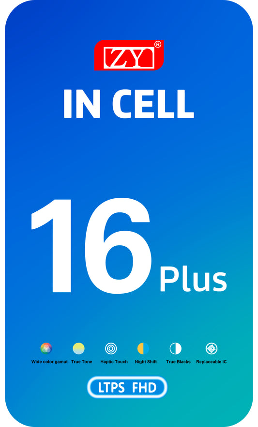 Wyświetlacz z dotykiem ZY dla Apple iPhone 16 Plus, z ramką, wersja LCD In-Cell, Czarny