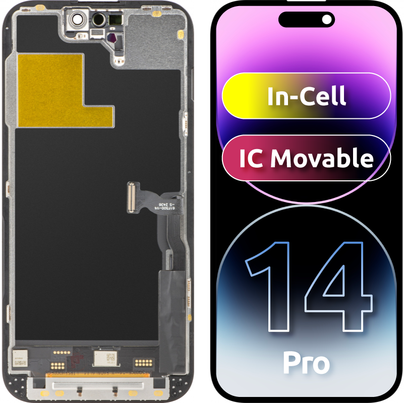 Wyświetlacz z ekranem dotykowym ZY do Apple iPhone 14 Pro, z ramką, wersja LCD In-Cell IC Movable, czarny