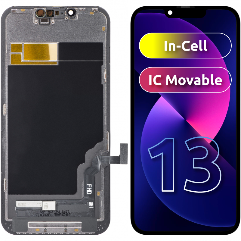 Wyświetlacz dotykowy ZY do Apple iPhone 13, z ramką, ruchomy układ scalony LCD, czarny