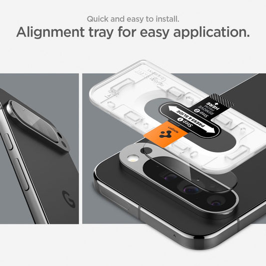 Protective Back Camera Protective Film Spigen EZ FIT for Google Pixel 9 Pro, Glass Protected, Set 2 pieces AGL08444