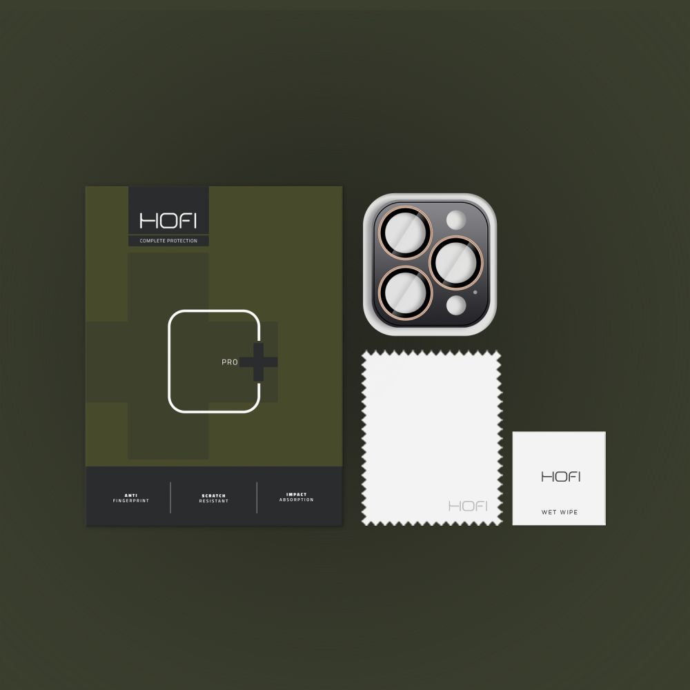 Folia ochronna na tylną kamerę HOFI CamRing PRO+ do Apple iPhone 16 Pro Max / 16 Pro, szkło ochronne, złoty