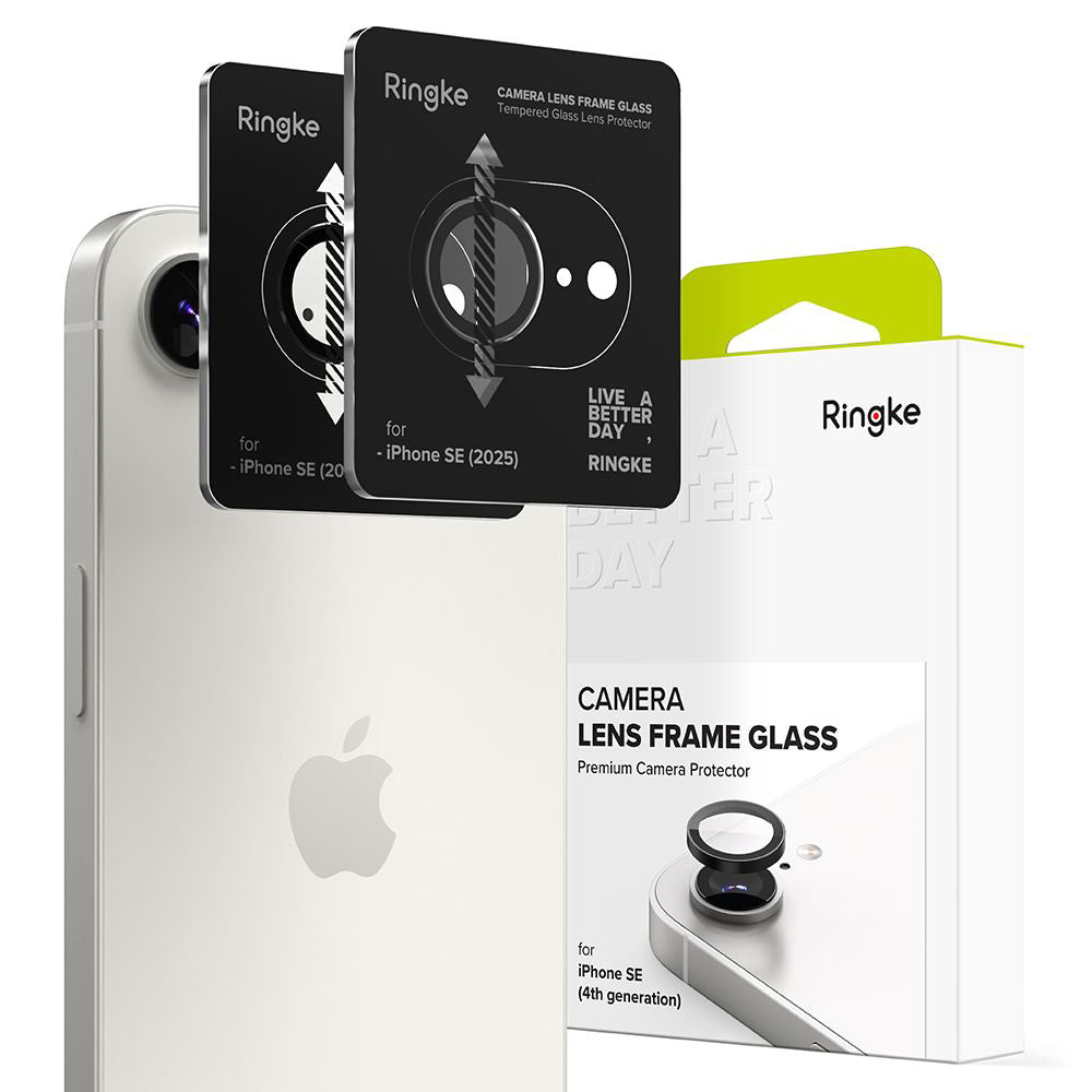 Folia ochronna na tylną kamerę Ringke dla Apple iPhone 17e / 16e, Hartowane szkło, Zestaw 2 sztuki, Czarna