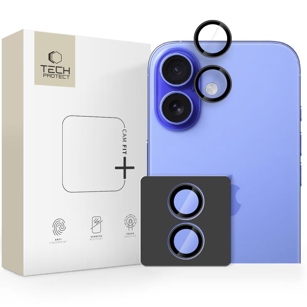 Folia ochronna na tylną kamerę Tech-Protect CamRing Fit+ dla Apple iPhone 17, Hartowane szkło, Czarna