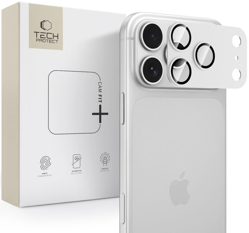 Folia ochronna na tylną kamerę Tech-Protect CamFull Fit+ do Apple iPhone 18 Pro, szkło hartowane, srebrne