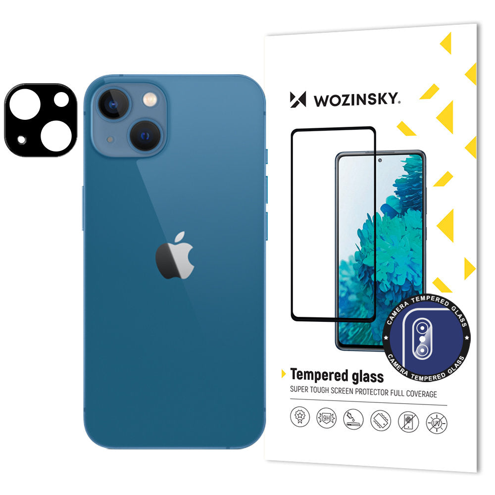 Folia ochronna na tylną kamerę WZK dla Apple iPhone 15, Hartowane szkło, Czarna
