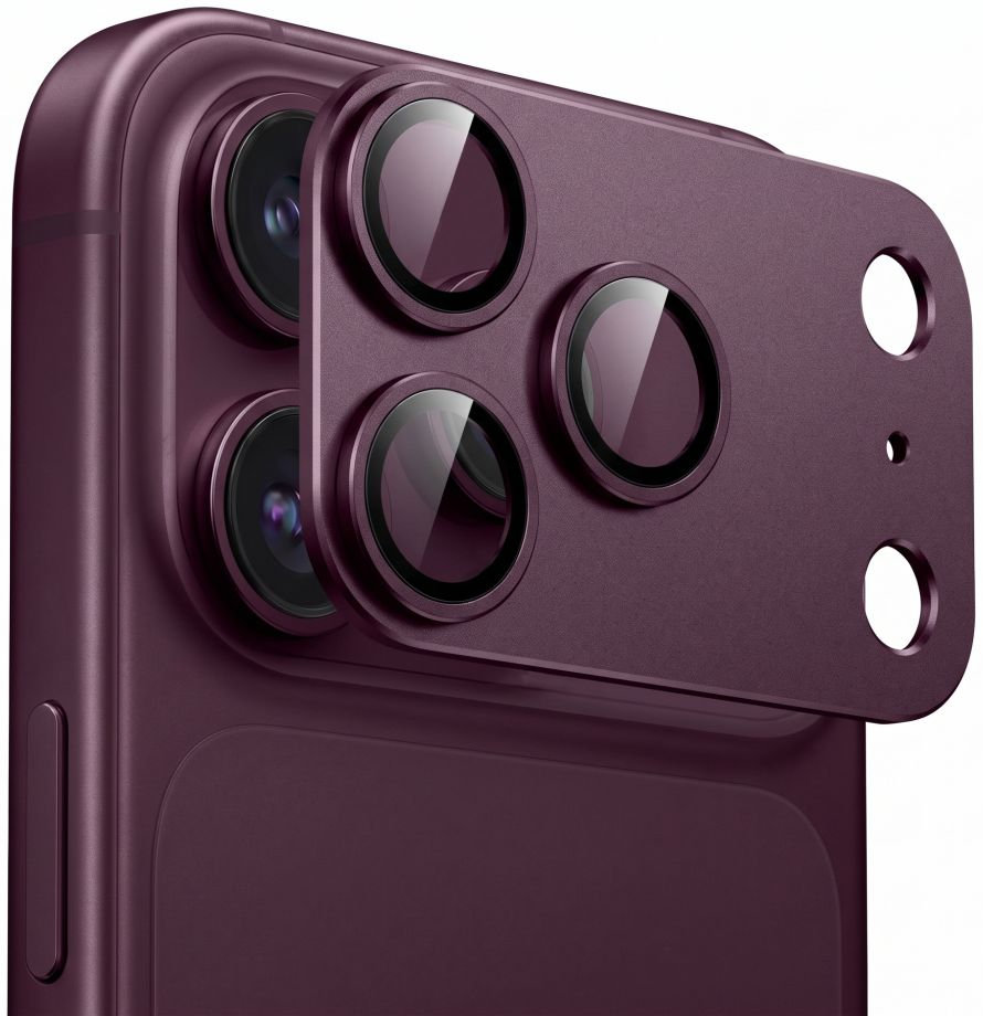 Folia ochronna na tylną kamerę Tech-Protect CamFull Fit+ do Apple iPhone 18 Pro, szkło hartowane, wiśniowy