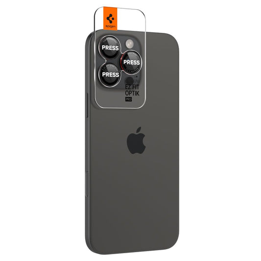 Folia ochronna na tylny aparat Spigen EZ FIT do Apple iPhone 16 Pro Max / 16 Pro / 15 Pro Max, szkło ochronne, zestaw 2 sztuk, czarny AGL05217