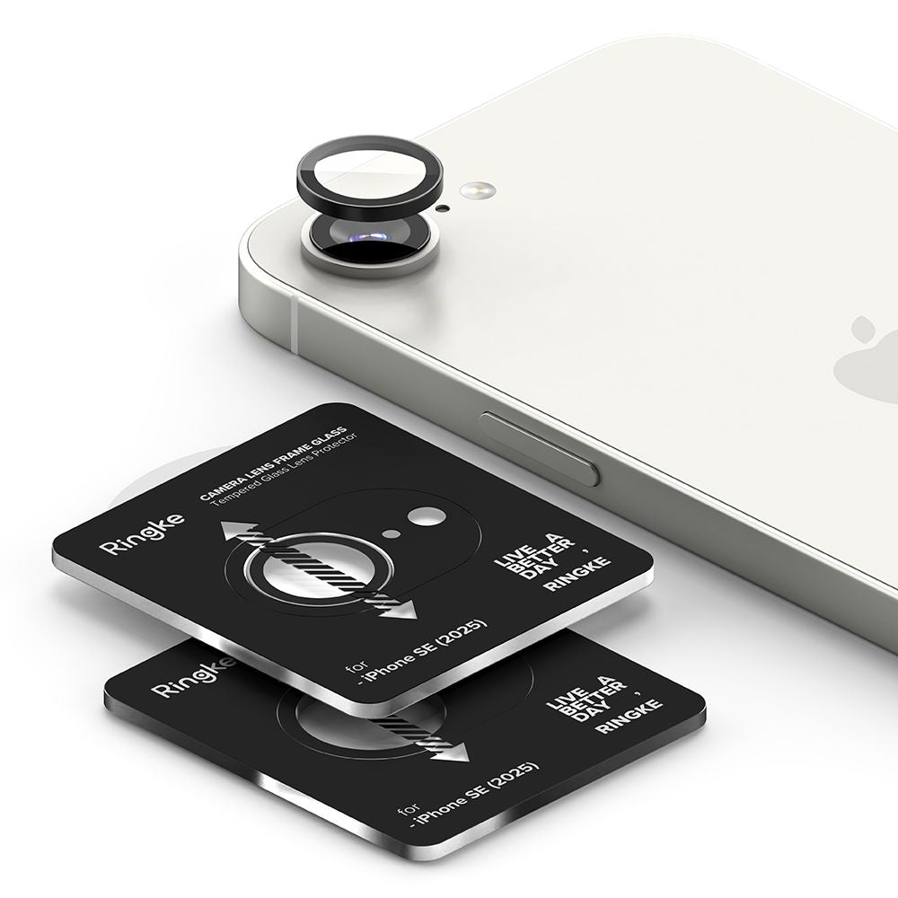 Folia ochronna na tylną kamerę Ringke dla Apple iPhone 17e / 16e, Hartowane szkło, Zestaw 2 sztuki, Czarna