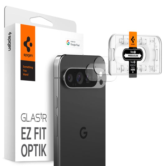 Protective Back Camera Protective Film Spigen EZ FIT for Google Pixel 9 Pro, Glass Protected, Set 2 pieces AGL08444