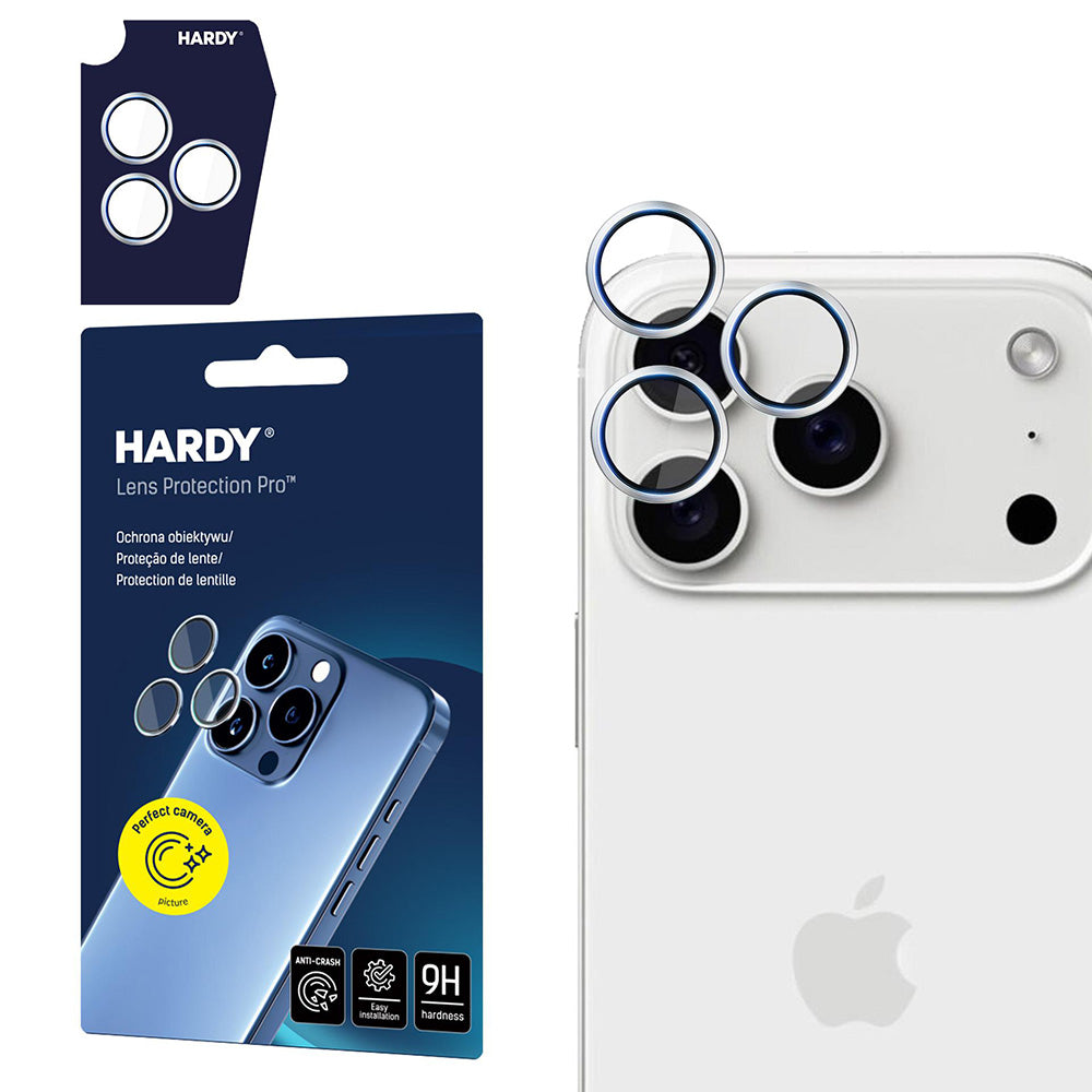 Folia ochronna na tylną kamerę 3MK Hardy Protection Pro dla Apple iPhone 17 Pro Max / 17 Pro, Hartowane szkło, Srebrna