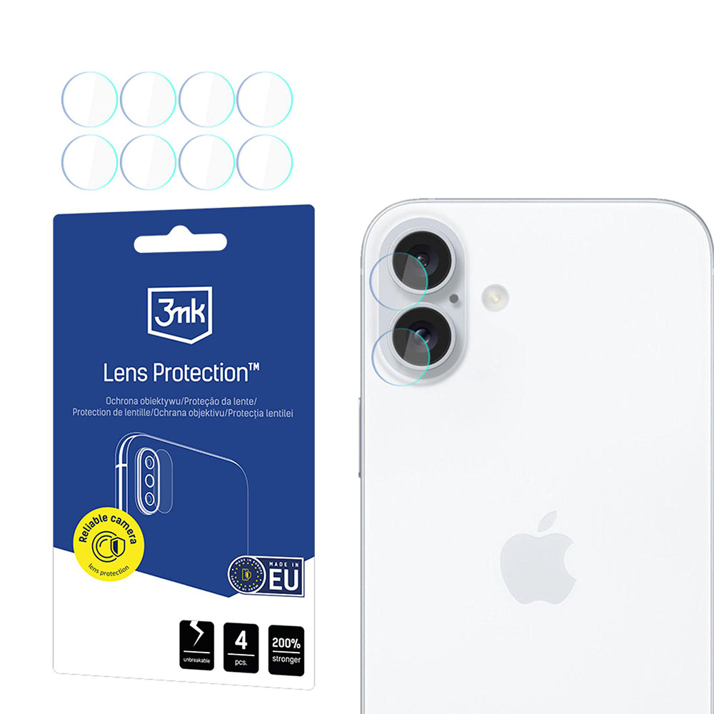 Folia ochronna na tylną kamerę 3MK Protection dla Apple iPhone 17, Szkło Elastyczne, Zestaw 4 sztuki, Przezroczysta