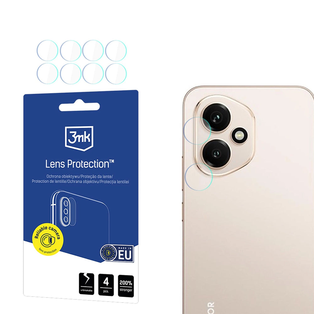3MK Protection Rear Camera Protective Film for Honor 400, Flexible Glass, Set of 4 Pieces, Transparent