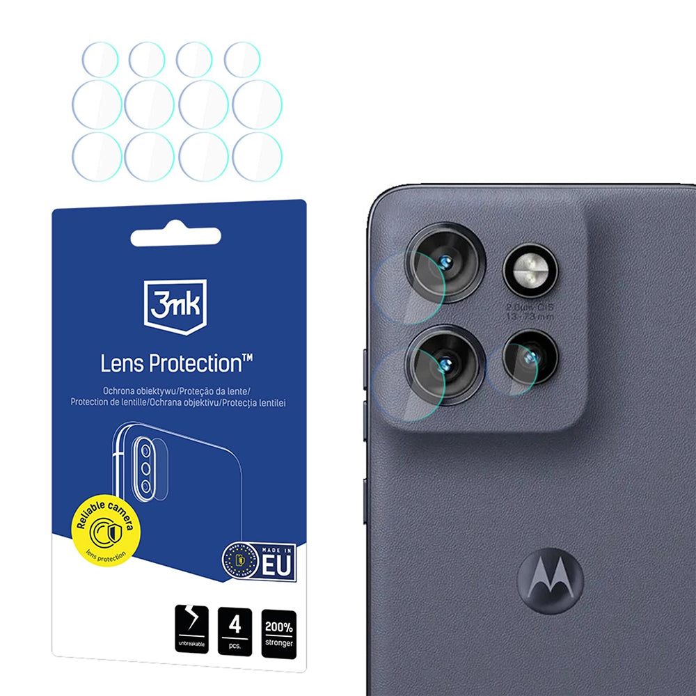 Folia ochronna na tylną kamerę 3MK Protection dla Motorola Edge 60 Neo, Szkło Elastyczne, Zestaw 4 sztuki, Przezroczysta