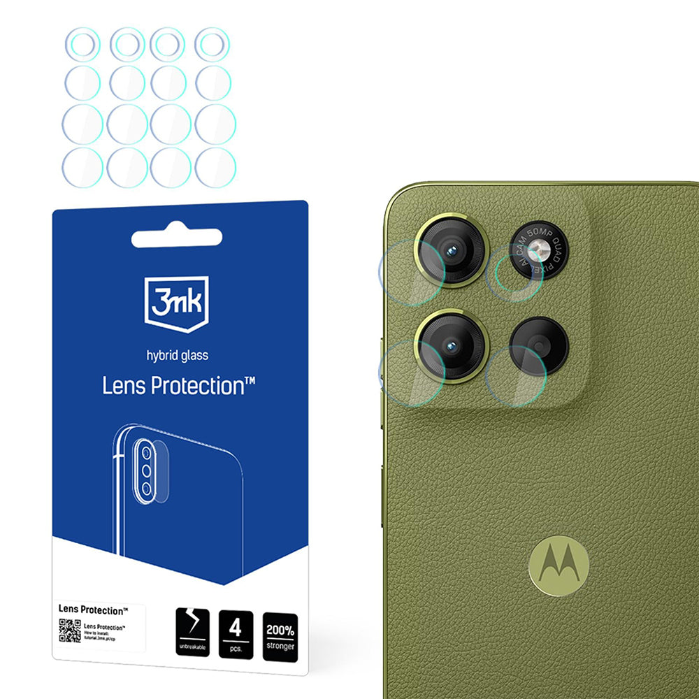 Folia ochronna na tylną kamerę 3MK Protection do Motorola Moto G15 / G15 Power, elastyczne szkło, zestaw 4 sztuki, przezroczysta