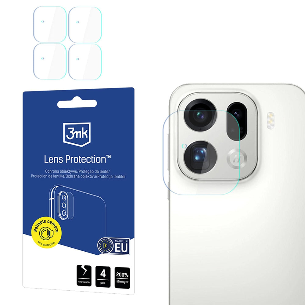 Folia ochronna na tylną kamerę 3MK Protection dla Oppo Find X9 Pro, Hartowane szkło, Zestaw 4 sztuki, Przezroczysta