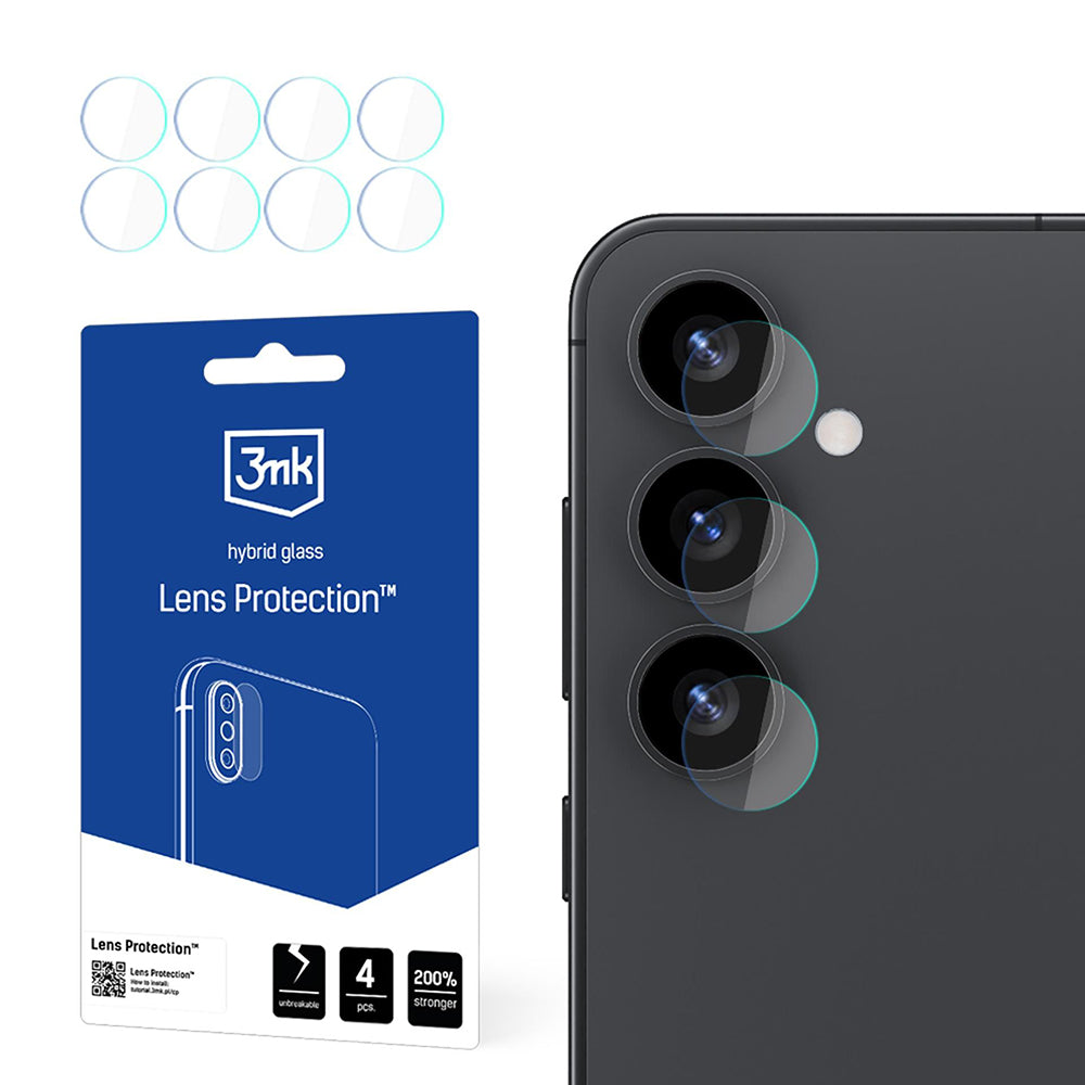 Folia ochronna na tylną kamerę 3MK Protection do Samsung Galaxy S25 S931, elastyczne szkło, zestaw 4 sztuki, przezroczysta