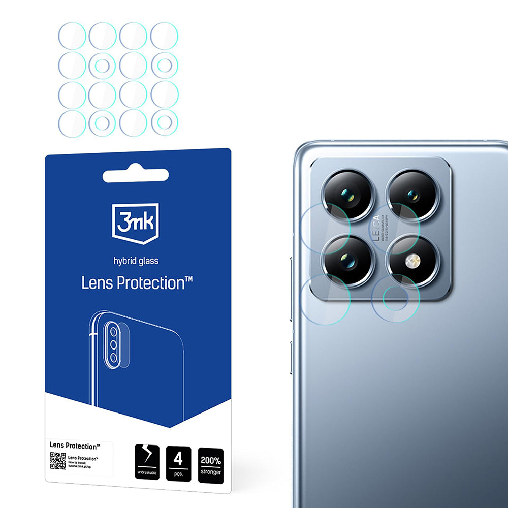 Folia ochronna na tylną kamerę 3MK Protection do Xiaomi 14T Pro / 14T, elastyczne szkło, zestaw 4 sztuki, przezroczysta