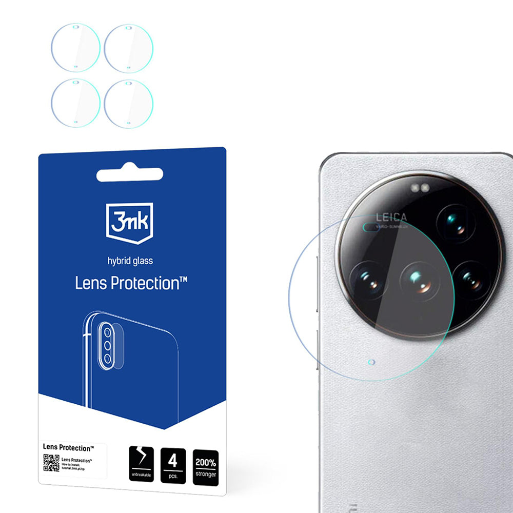 Folia ochronna na tylną kamerę 3MK Protection do Xiaomi 15 Ultra, elastyczne szkło, zestaw 4 sztuki, przezroczysta
