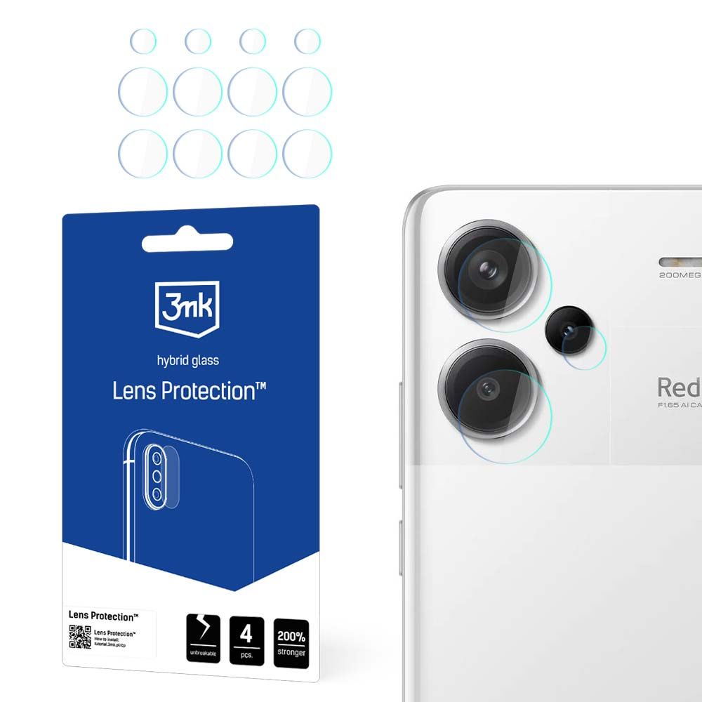 Folia ochronna na tylną kamerę 3MK Protection do Xiaomi Redmi Note 13 Pro+, elastyczne szkło, zestaw 4 sztuki, przezroczysta