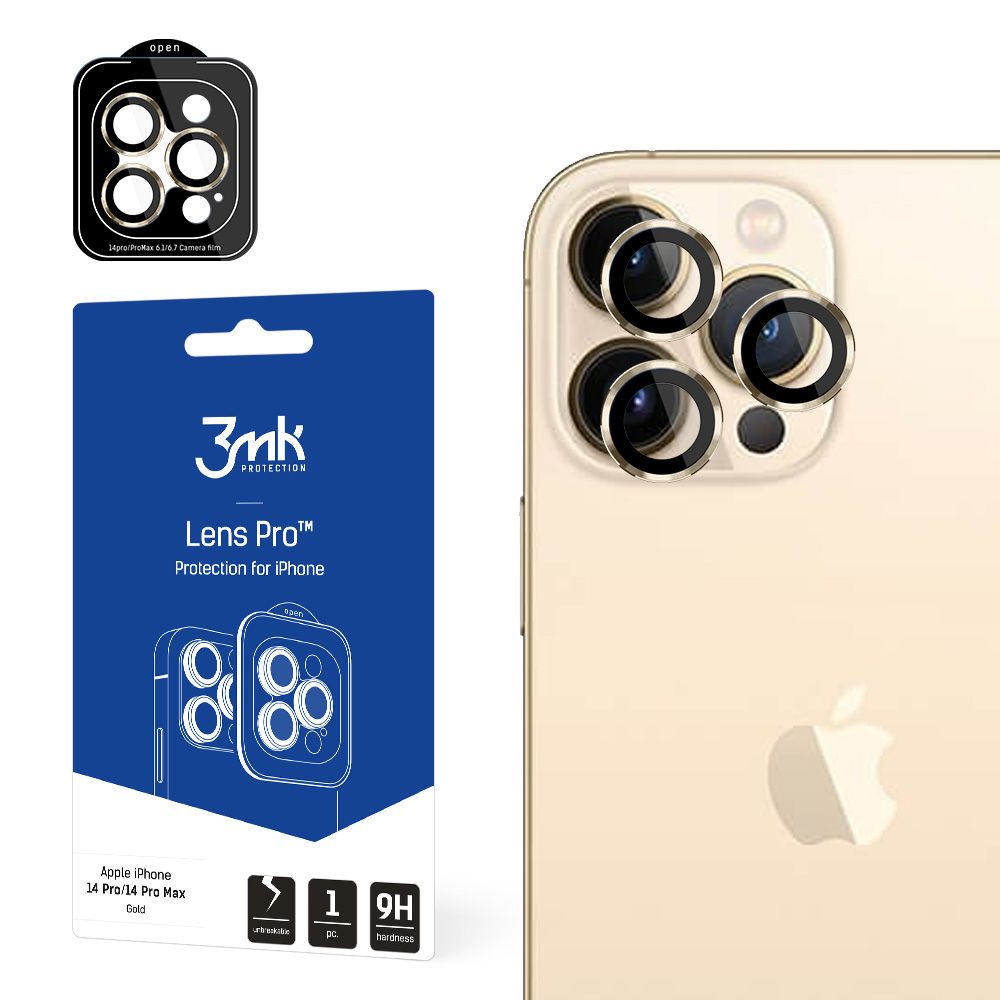 Folia ochronna na tylną kamerę 3MK Protection Pro dla Apple iPhone 14 Pro Max / 14 Pro, szkło hartowane, złote