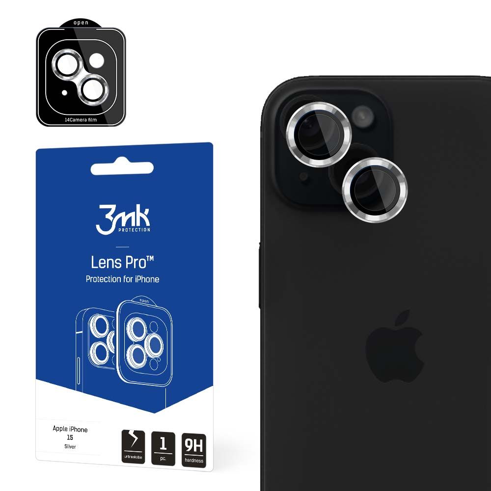 Folia ochronna na tylną kamerę 3MK Protection Pro do Apple iPhone 15, szkło hartowane, srebrne
