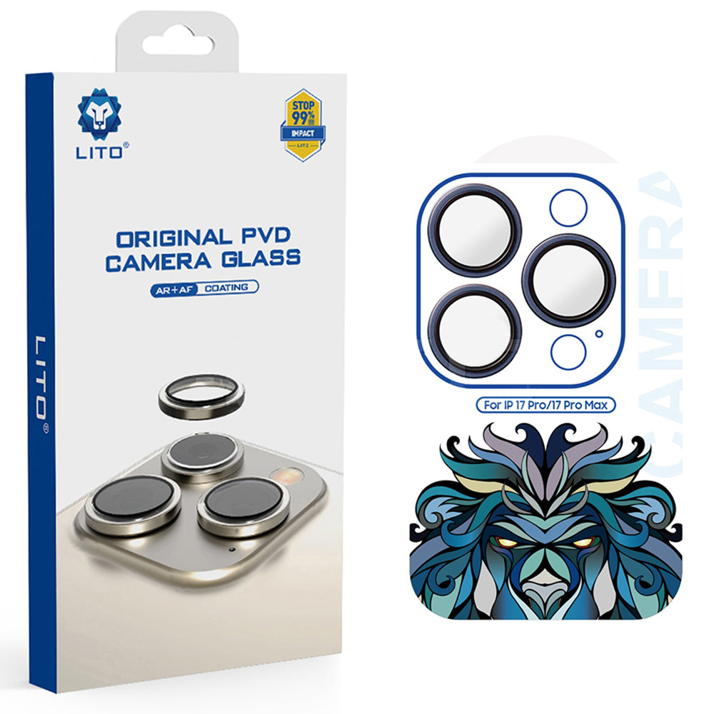 Folia ochronna na tylną kamerę Lito Titanium AR dla Apple iPhone 17 Pro Max / 17 Pro, Hartowane szkło, Niebieska