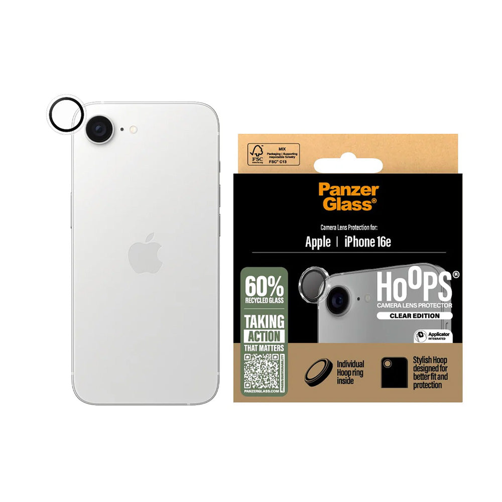 Folia ochronna na tylną kamerę PanzerGlass Hoops dla Apple iPhone 17e / 16e, Hartowane szkło, Przezroczysta